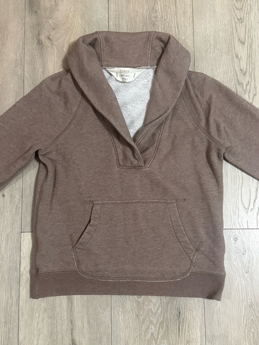 Women's Cozy Brown Pullover Sweater with Front Pocket